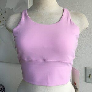 OTOS Activewear Sports Bra Crop Top Padded Crisscross Workout Spandex Pink L